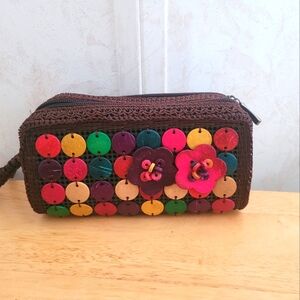 Handmade Coconut Shell Clutch Purse Wristlet Wallet